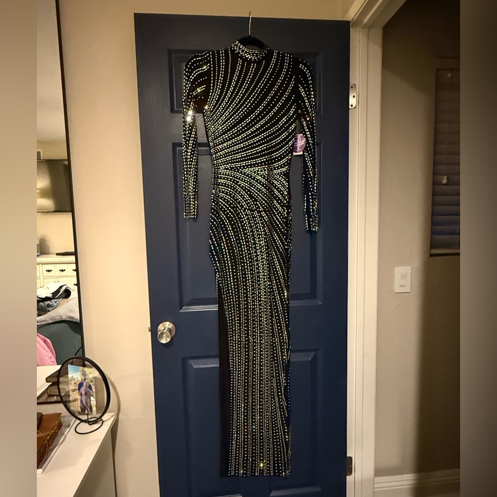 Windsor Black and Silver Long Sleeve Dress